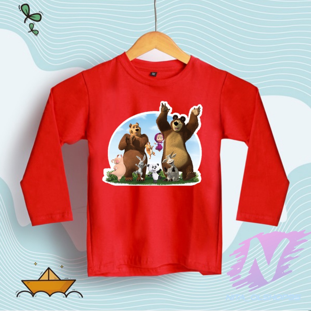 BAJU KAOS MARSA KAOS ANAK LENGAN PANJANG MASHA AND THE BEAR