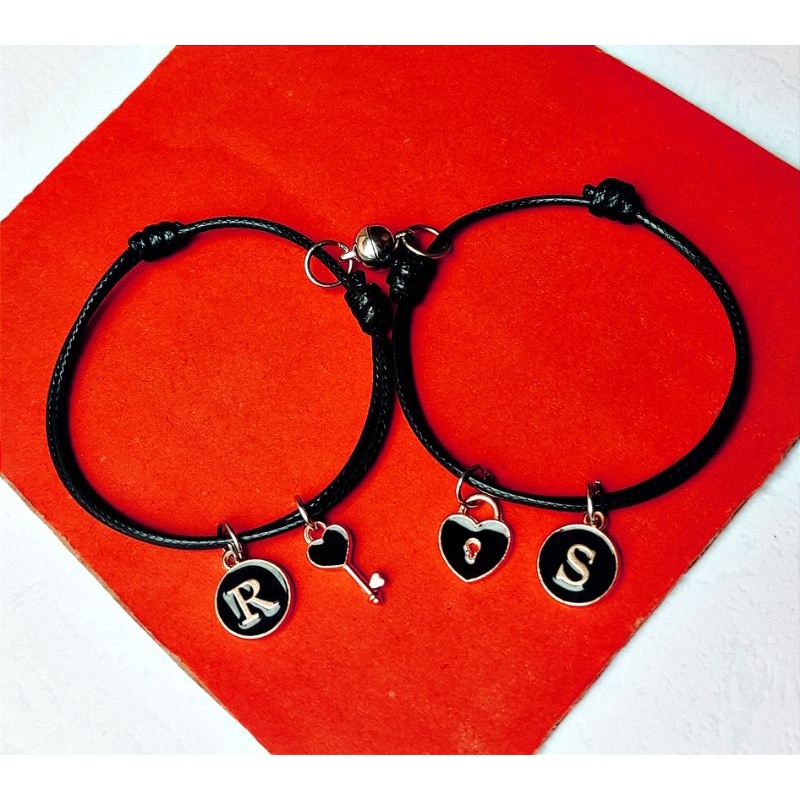 GELANG COUPLE KUNCI GEMBOK EPOXY / GELANG TALI PASANGAN MAGNET / GELANG KUNCI GEMBOK COUPLE MAGNET