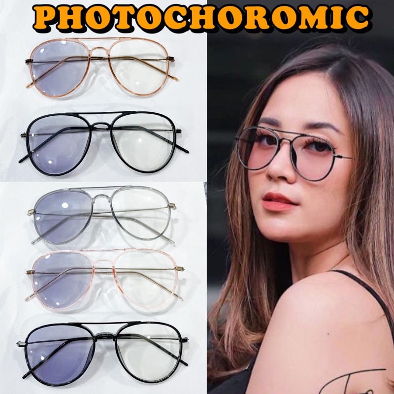 Photochoromic kacamata frame berubah warna hitam di luar ruangan terkena matahari siang malam  2192