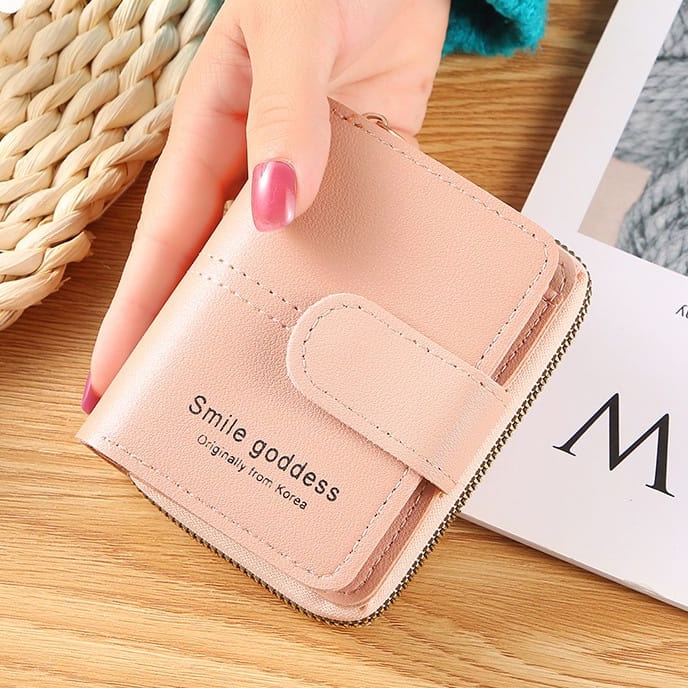 TASBLUE Dompet Wanita Mode Korea Dompet Wanita Kecil Berkualitas Tinggi  878  Dompet Wanita Murah  Ritsleting Kulit Asli  Dompet Kartu Lipat Pendek  Dompet Mini  Fashion Wanita Impor Korea