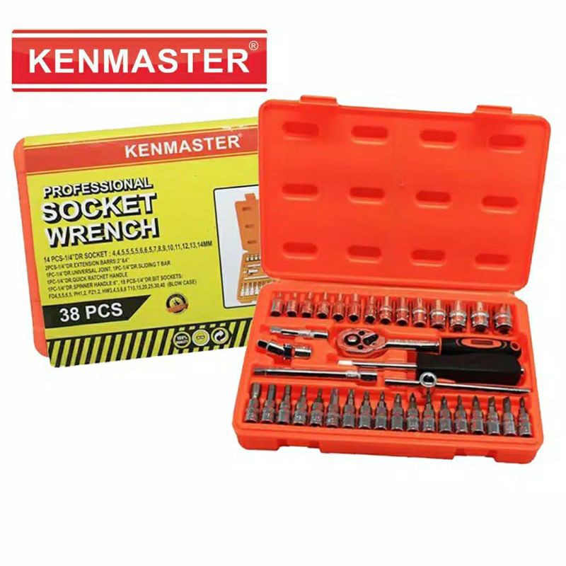 KENMASTER KUNCI SOK SET 38 PCS KUNCI SOCKET WRENCH KUNCI SHOCK