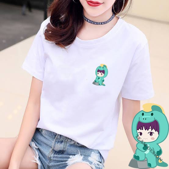 YOURSTYLE1119 - KAOS KARAKTER GREEN REX DINO BAJU KAOS WANITA DISTRO UNISEX OVERSIZE JUMBO KEKINIAN