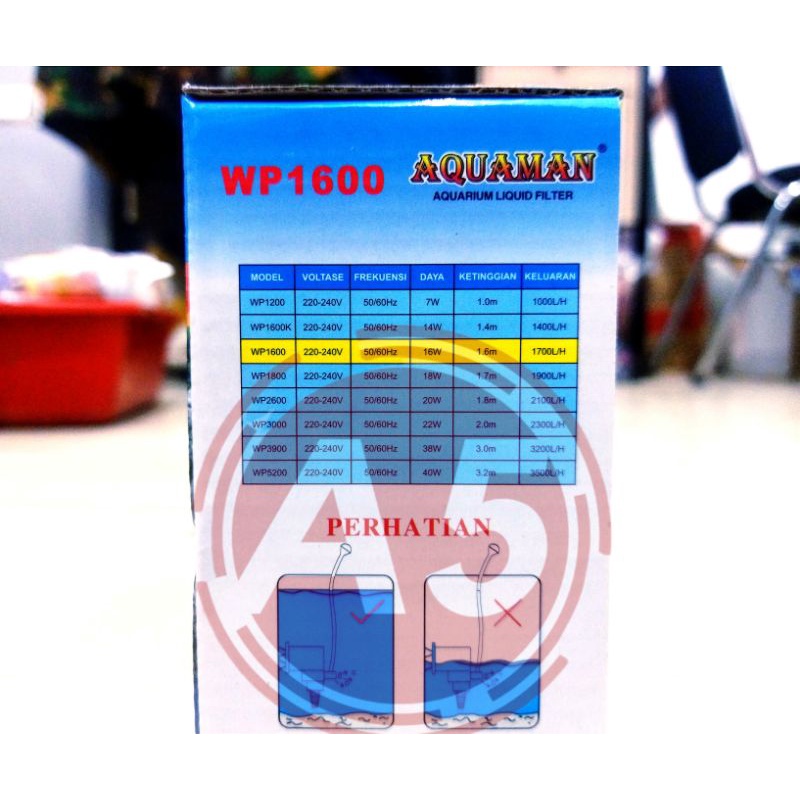 Pompa kolam aquarium kecil AQUAMAN WP 1600