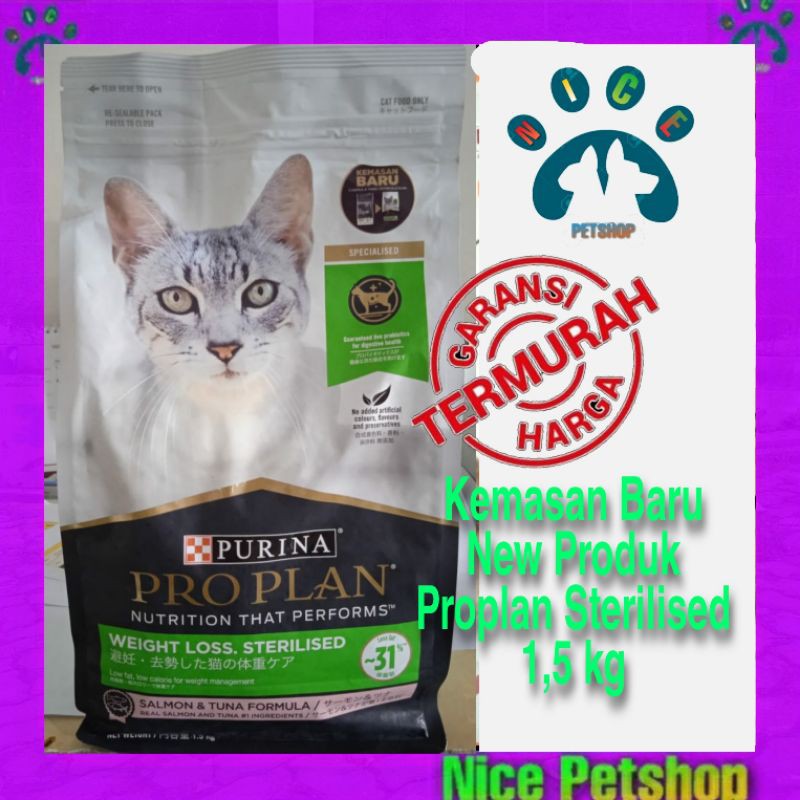 Makanan Kucing Proplan Cat Sterlised 1,5 kg / Cat food Purina Pro plan awight loss Sterilised