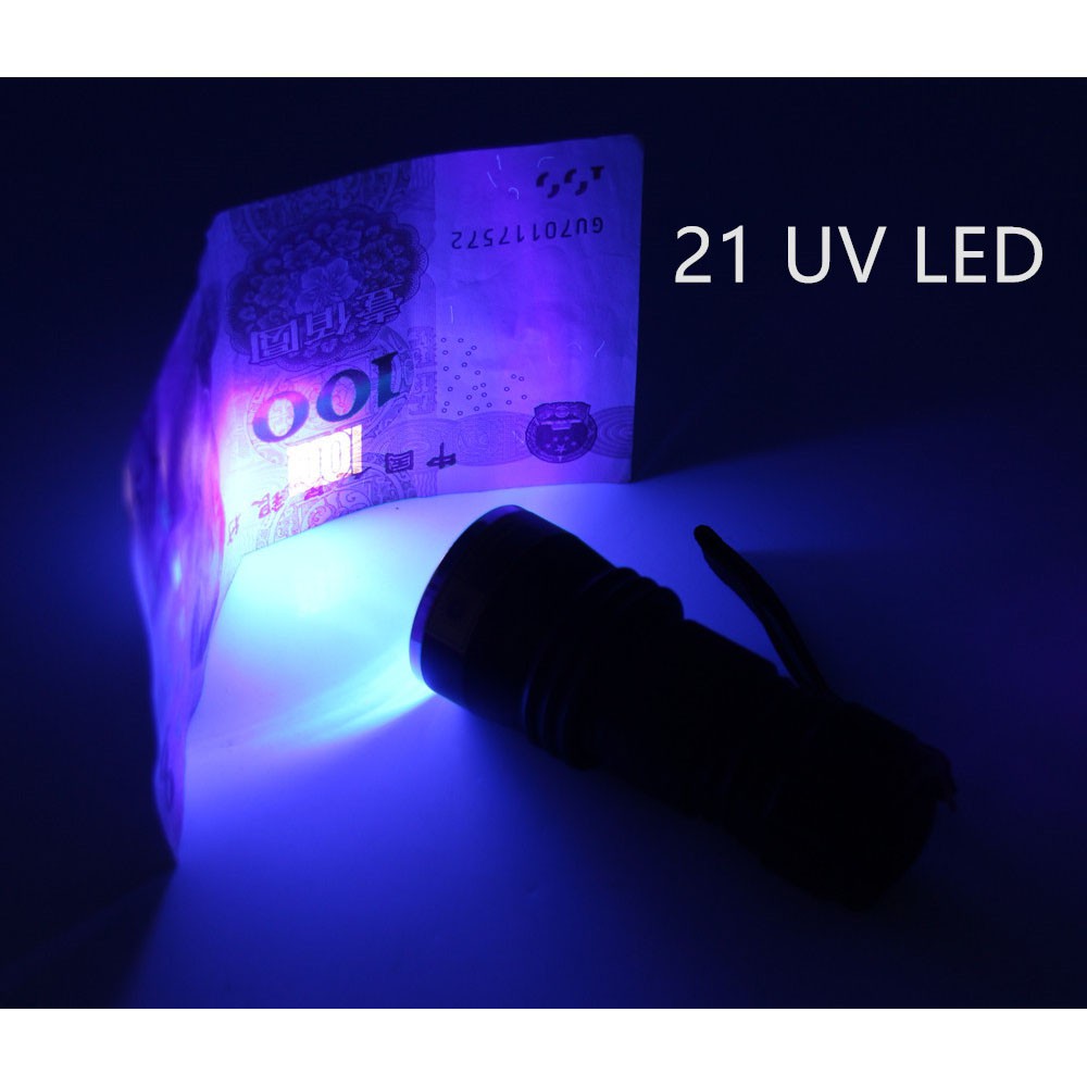 SENTER LED ULTRAVIOLET UV 400nm 21 LED MONEY DETECTOR AAA BATERAI