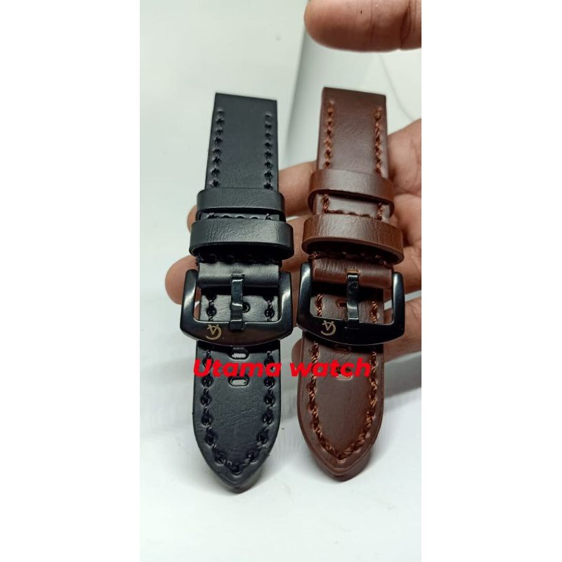 STRAP TALI JAM TANGAN KULIT EXPEDITION &amp; ALEXANDRE CHRISTIE 22 24 HITAM COKLAT