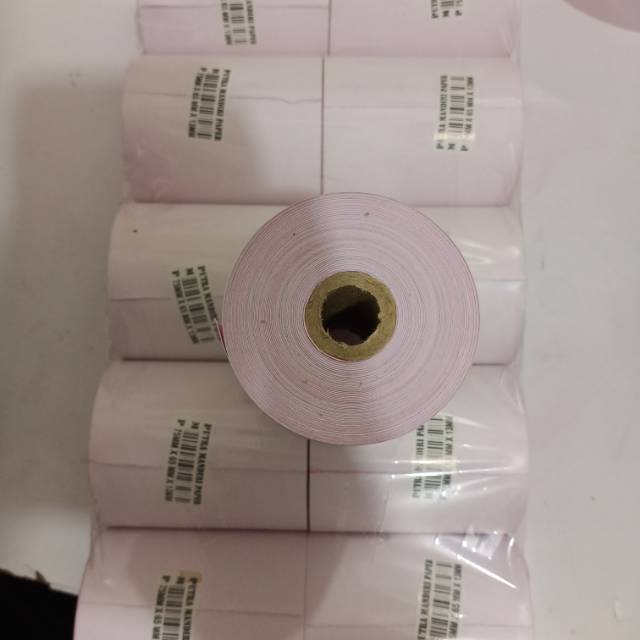 

Kertas kasir ncr 2ply/2rangkep putih pink ukuran 75mmx65mm paket 1pak isi 10roll