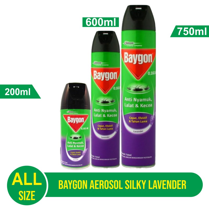 Baygon Aerosol Silky Lavender 200ml / 600ml / 750 ml