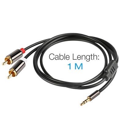 Amkle Kabel Audio RCA to 3.5mm Auxiliary Cable 1 Meter - 1019 - Black