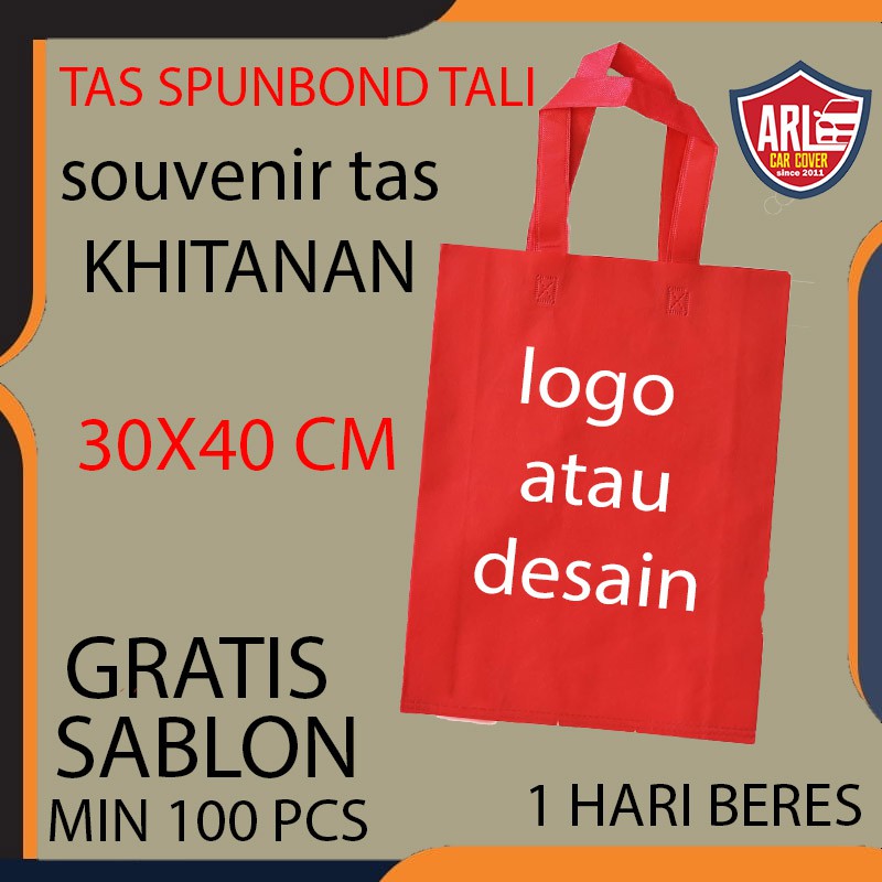 

TAS SPUNBOND SOUVENIR GOODIEBAG SOUVENIR KHITANAN SOUVENIR MURAH 30x40 FREE SABLON