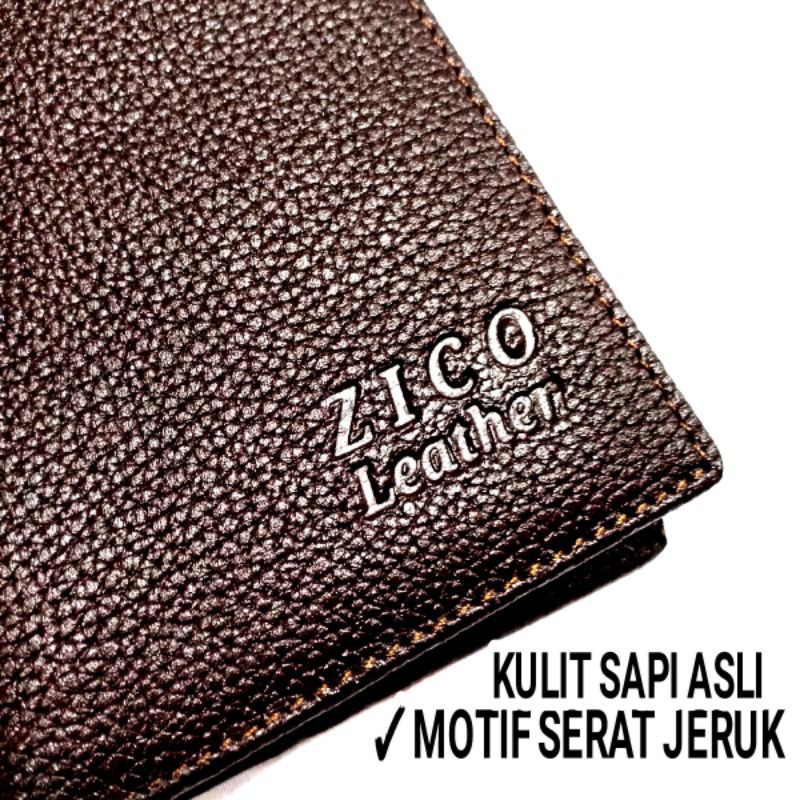 DOMPET KULIT PRIA KULIT SAPI ASLI KULIT LIPAT MOTIF SERAT JERUK