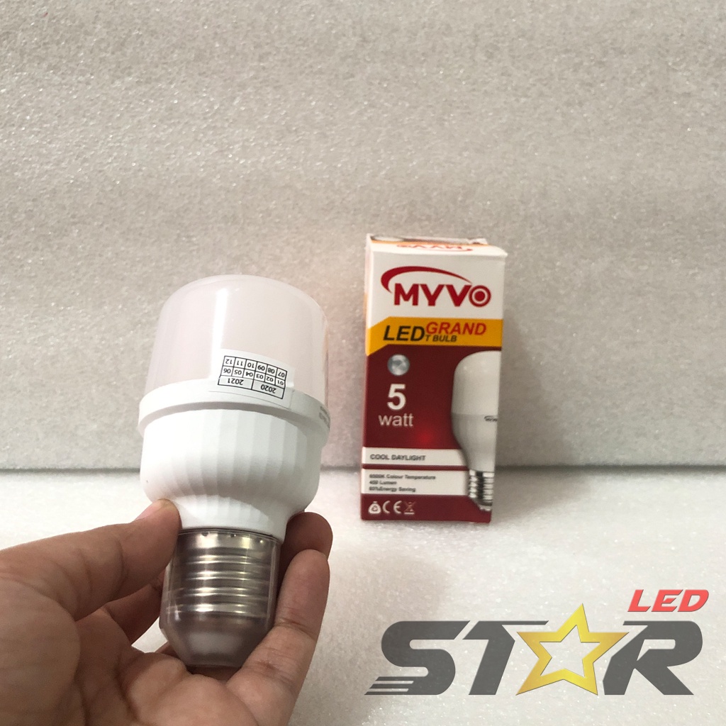 MYVO Grand Bulb T LED 5W Lampu Bohlam Tabung Murah Hemat Energi Irit Listrik Super Terang 5 WATT Warna Putih Kuning Star