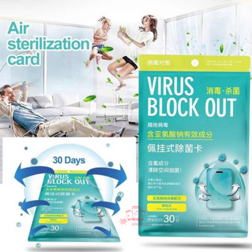 VIRUS BLOCK OUT STERILIZATION CARD KARTU STERILISASI GANTUNG LEHER KARTU DESINFEKSI ANTI VIRUS 1 PCS