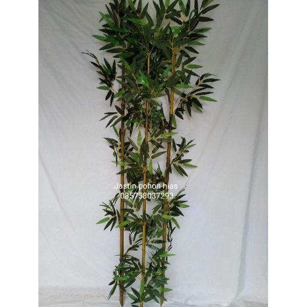 bunga hias plastik/bunga hias sintetis/batang bambu+daun