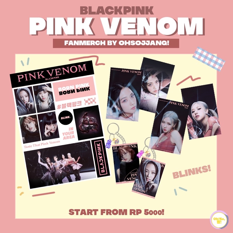 BLACKPINK PINK VENOM FAN MERCH PAKET LENGKAP FANKIT STICKER KEYRING GANTUNGAN KUNCI PHOTOCARD SET PAKETAN