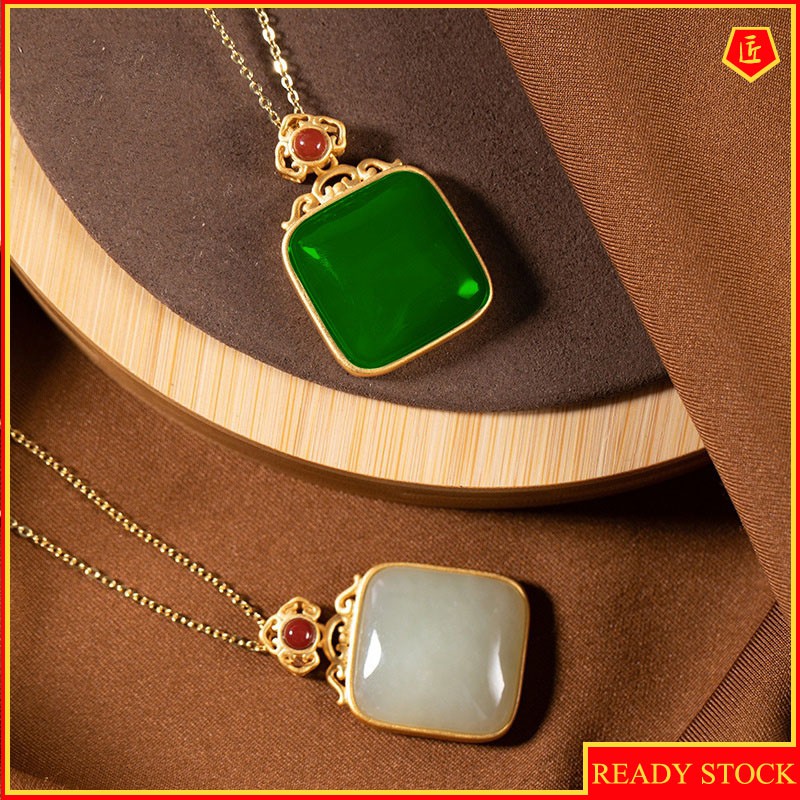 [Ready Stock]Hotian Jade Pendant Vintage Upscale Elegant Women's Necklace