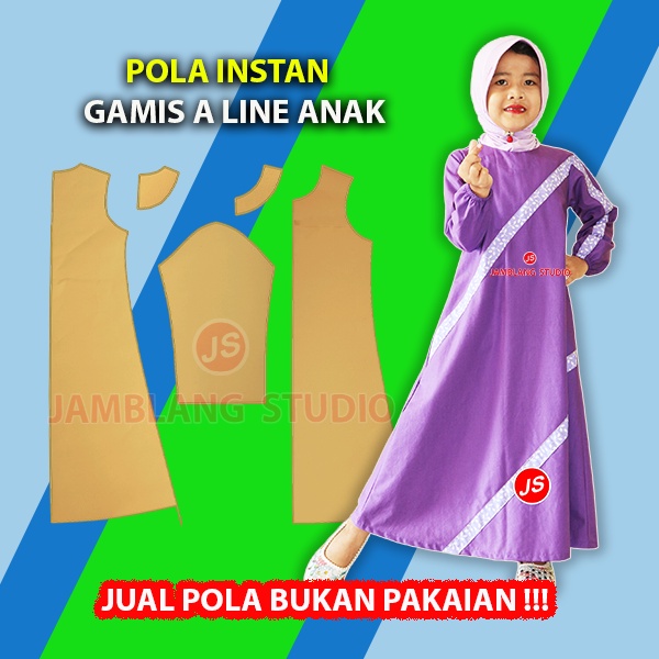 Pola Instan Gamis A Line Anak-Anak [ Pola Baju Jamblang Studio ]