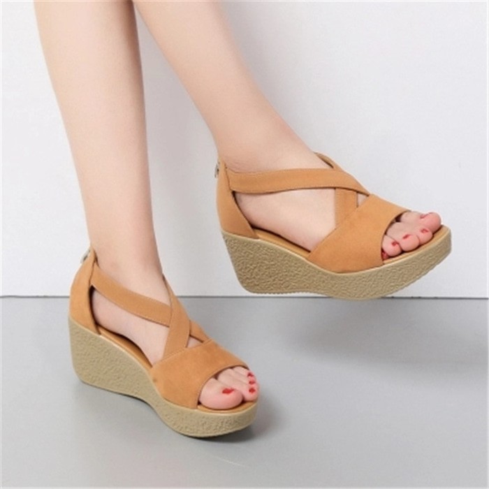 SANDAL WEDGES LS02 TAN  - LS