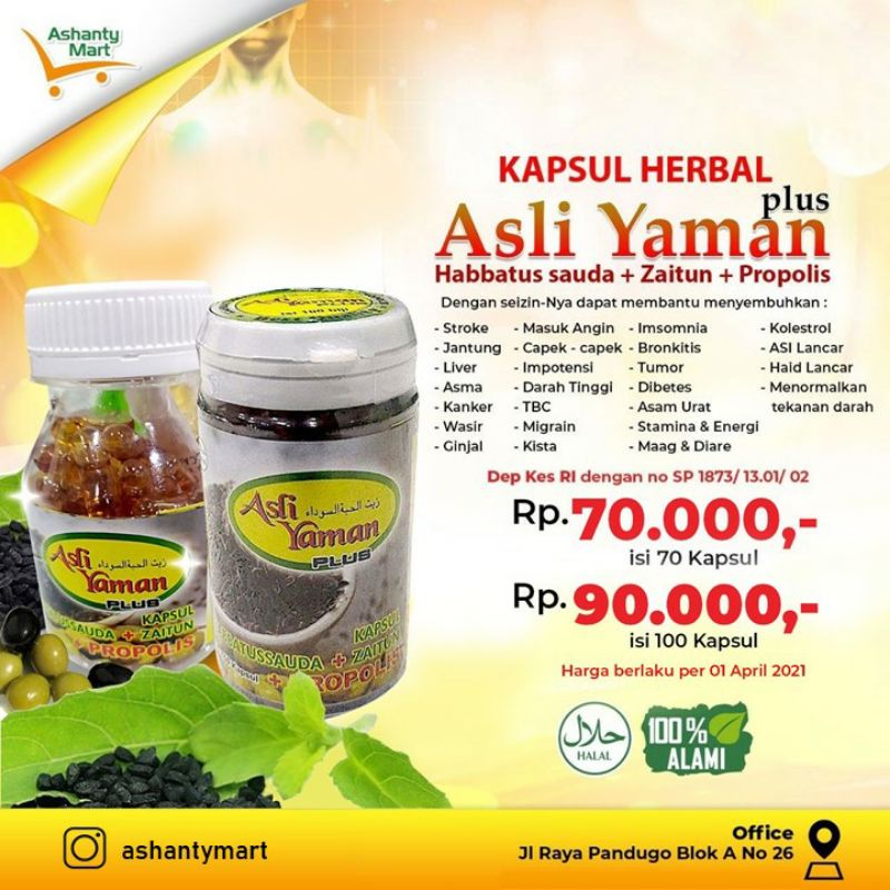 Kapsul Herbal Asli Yaman 3in1 (Habbatussauda + Zaitun + Propolis)