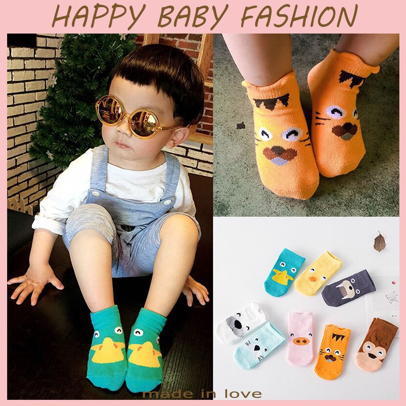 【Happy Baby】6bulan- 2 Tahun Kaos Kaki Anak Bayi Laki Laki Perempuan CUTE ANIMAL 3d  WZ005