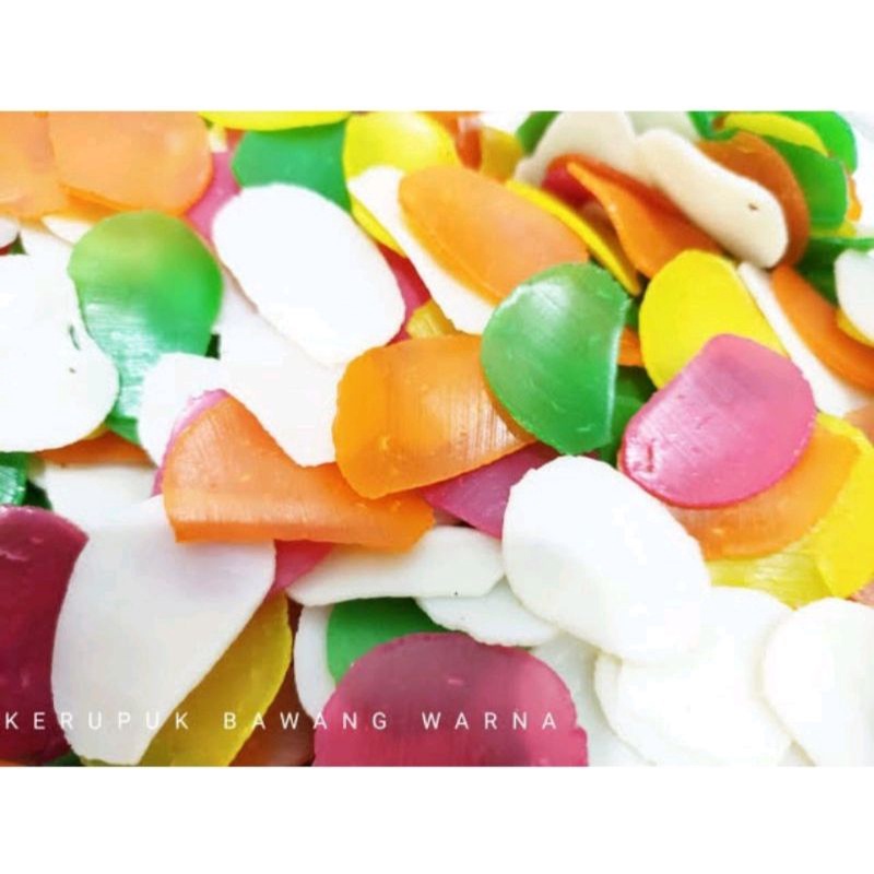 

Kerupuk Bawang Mentah Warna warni solid/kerupuk mentah bahan Seblak Khas bandung