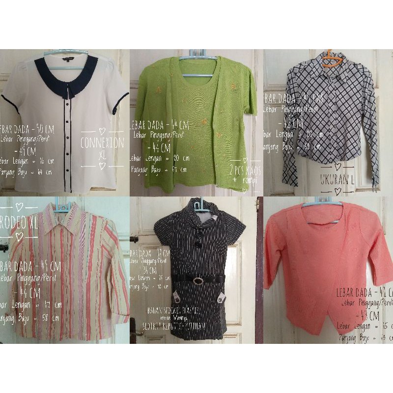 [PRELOVED] Baju Atasan Wanita Putih Hijau Pupus Abu Hitam Orange Kuning Murah