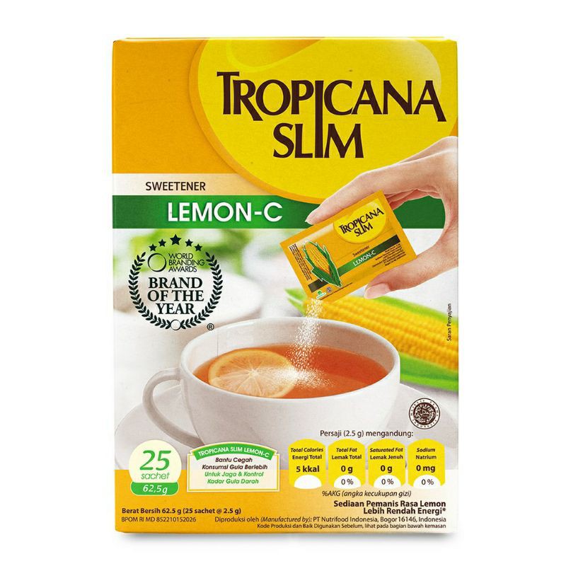 

Tropicana Slim Sweetener Lemon C Gula Rendah Kalori 25 Sachet