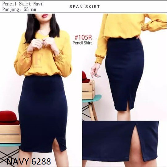 Rok  Pencil Skirt / Pensil Skirt / Rok Pensil / Rok Midi Wanita/ Sleting (Zipper) Belah Depan