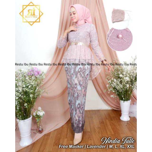 setelan kebaya aurora tulle mutiara/kebaya wisuda/kebaya kartini/kebaya terbaru/kebaya murah/kebaya