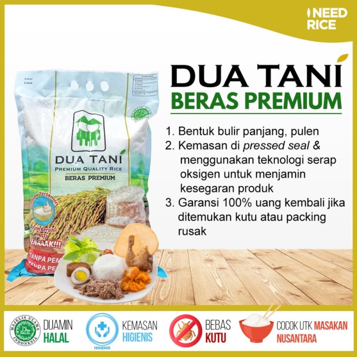 

978Eq1W Beras Premium Super Platinum Dua Tani 5Kg – Halal-Pasti Pulen WQ012