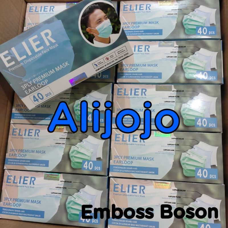 ELIER Masker Earloop 3Ply Non-Medis 1 KARTON 20 Box - Disposable Daily mask