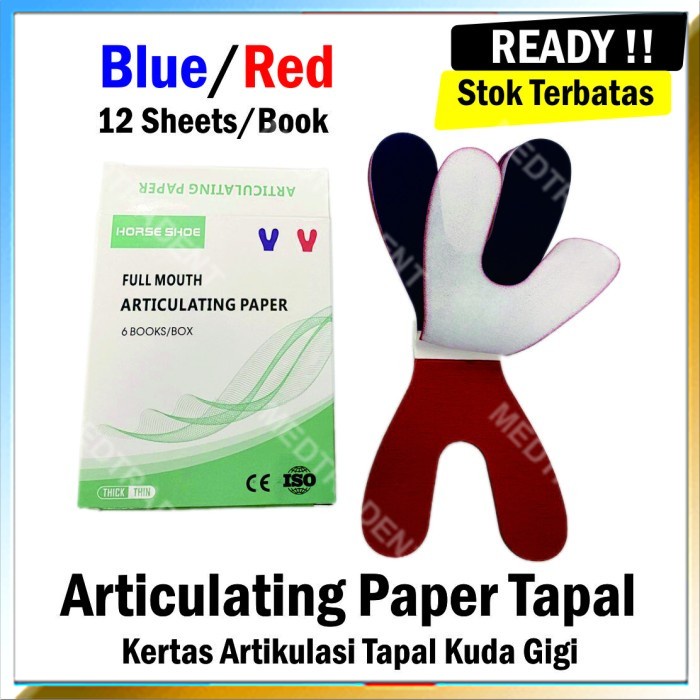 

Dental Articulating Paper Tapal Kuda Blue/Red 1 Book isi 12 Lembar