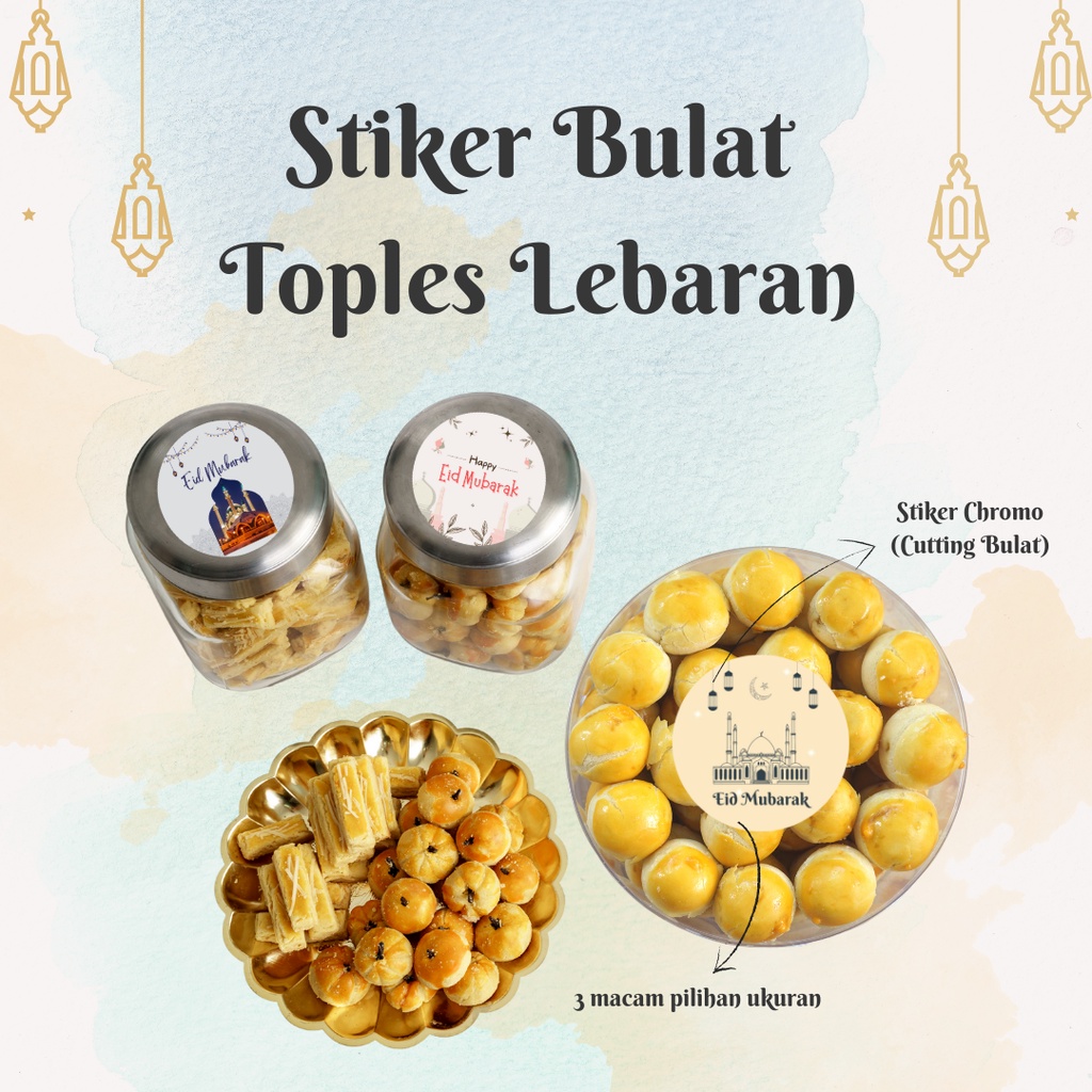 

[Bulat] Stiker Label Toples - Stiker Toples Kue Kering Lebaran 2023 Idul Fitri 1444H Custom