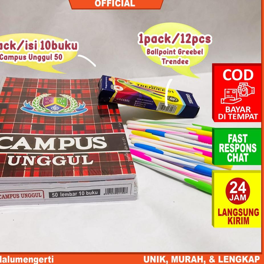 

Terlaris IDOLMART Buku Tulis Campus Unggul isi 50 Lembar Buku Tulis Sekolah Boxy