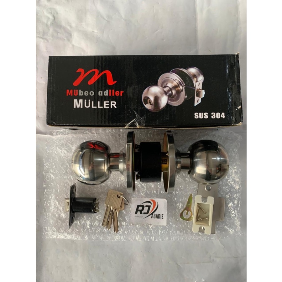 Handle Gagang Pintu Kunci Bulat Stainless Set MULLER
