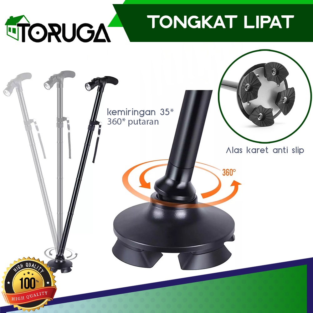 Trusty cane alat tongkat bantu jalan manula lipat lampu led