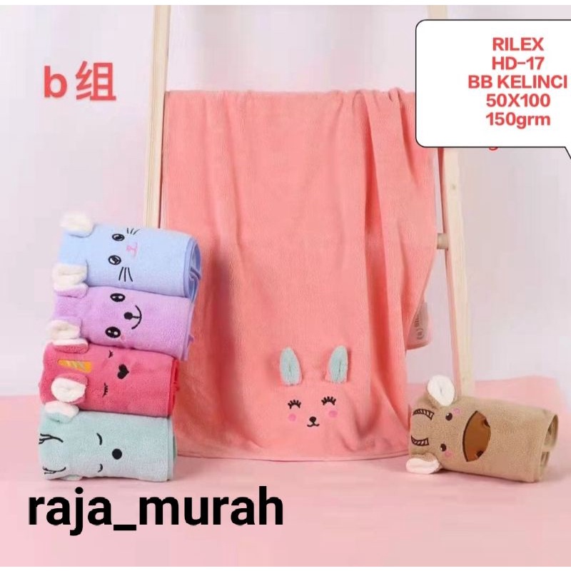 termurah (1 pcs) handuk bayi kuping rilex dan 3 teman microfiber uk 50,60,70