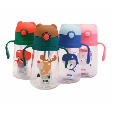 Botol Minum Anak Dengan Pegangan Lucu 480 ml - Botol Anak Lucu - Botol Minuman Anak Sedotan Lucu