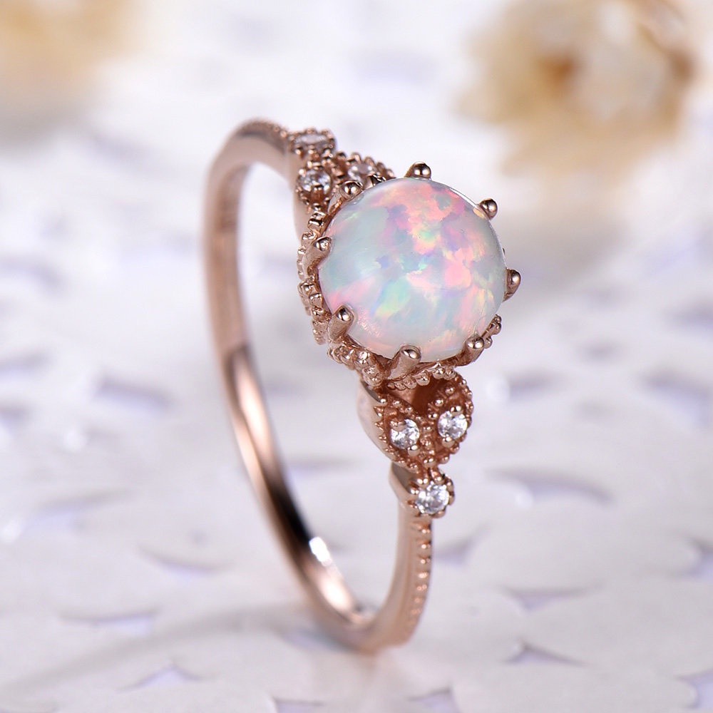 Cincin Bahan Sterling Silver 925 Hias Moonstone Warna Rose Gold Kreatif Untuk Wanita Ccc64