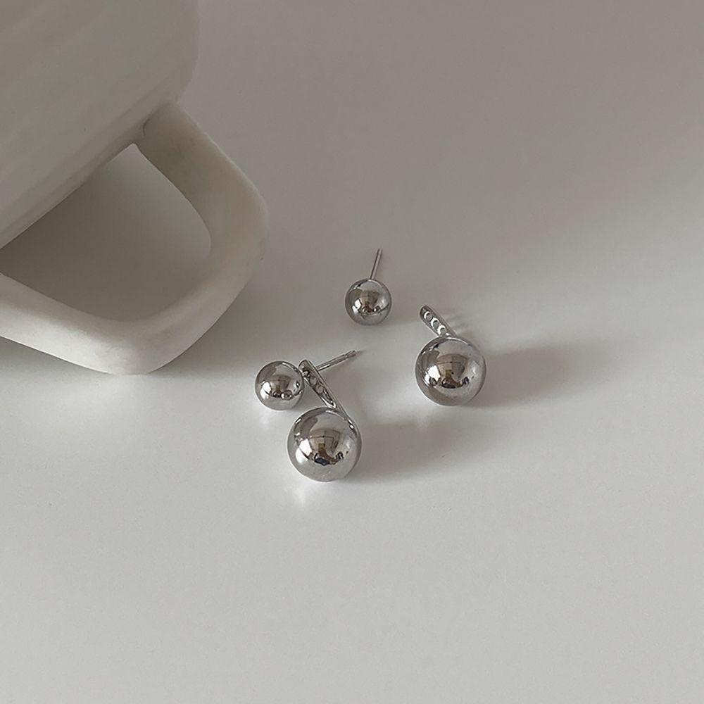 Nickolas1 Anting Bola Elegan Halus Gantung Belakang Bulat Alloy Gadis Perempuan Anting
