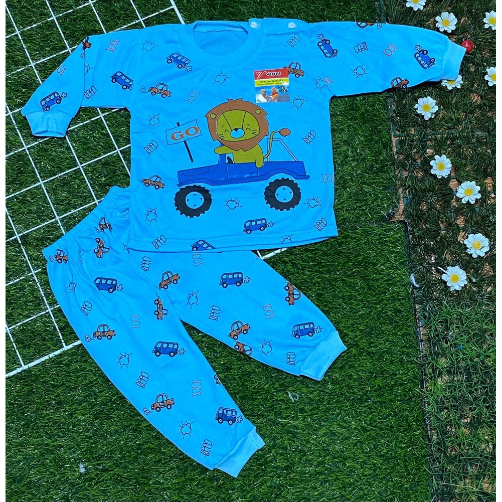 baju anak lucu murah motif lion car setelan 3-18bulan