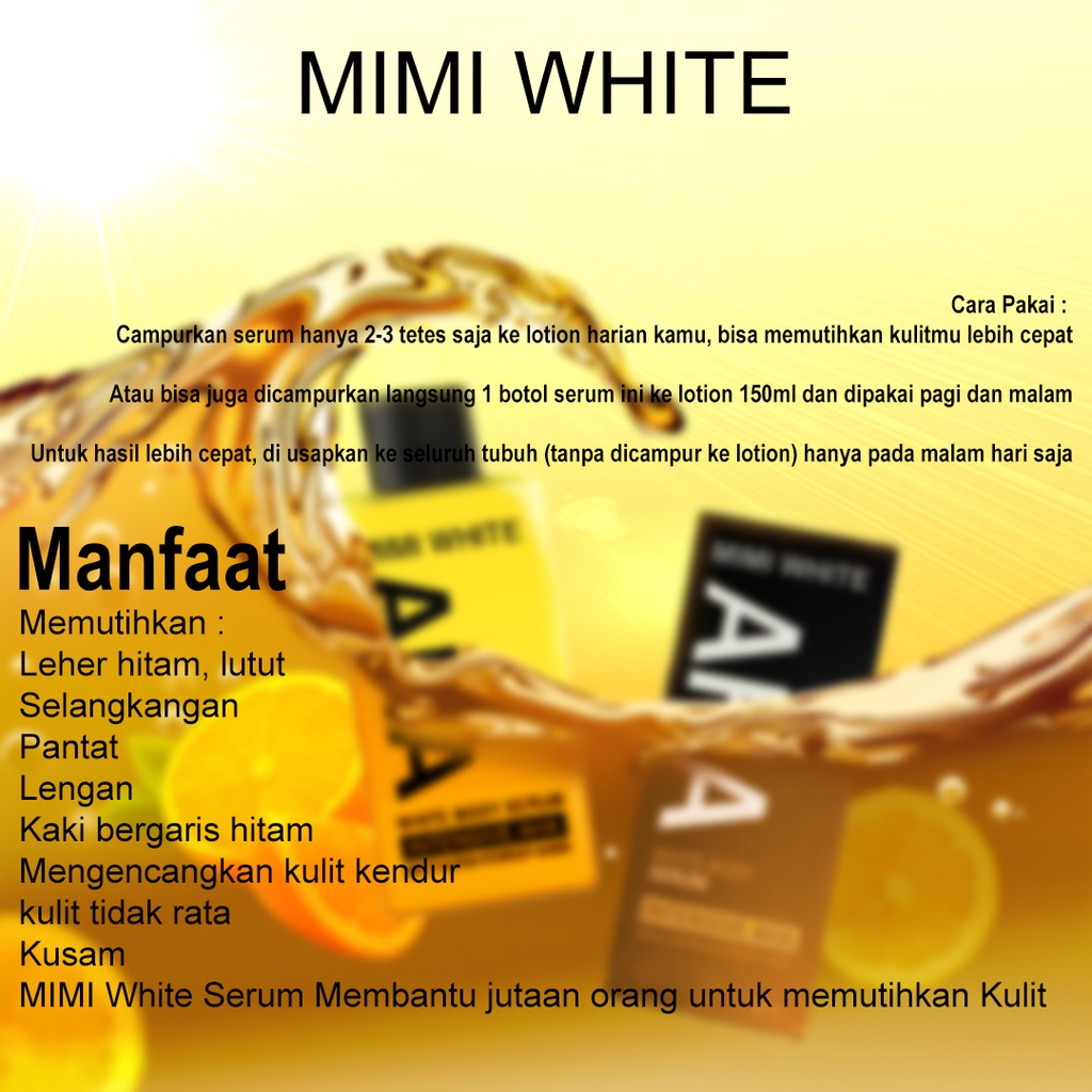 MIMI WHITE AHA WHITE BODY BOOSTER / BODY SERUM / BRIGHT SERUM 30ML