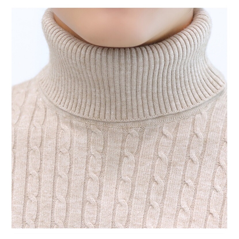 Sweater turtleneck pria rajut Winter Pullover men