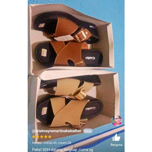 HOT PROMO SANDAL WANITA CALBI /SANDAL SELOP WANITA KEKINIAN/SANDAL WEDGES IBU IBU KONDANGAN