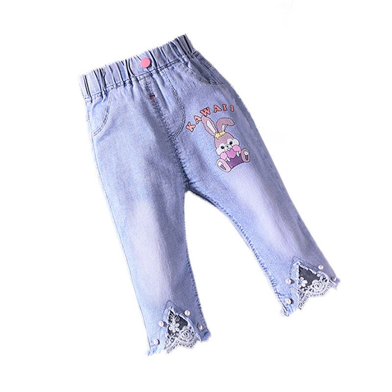 Celana jeans anak perempuan panjang bayi trendy korea style import lembut elastis adem 2-5 tahun-6