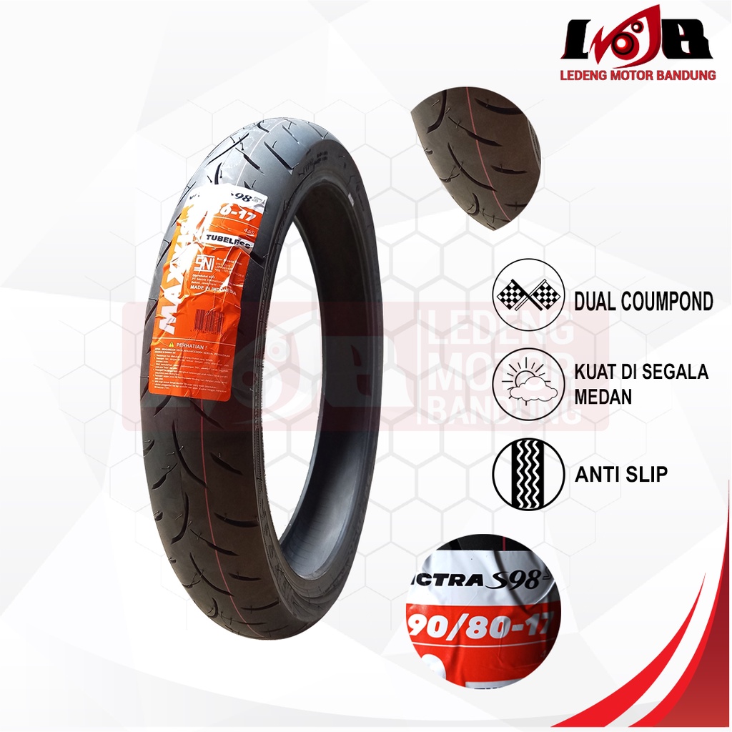 Maxxis Victra S98ST 90/80-17 Tubeless Ban Luar Motor Bebek Front Rear Universal