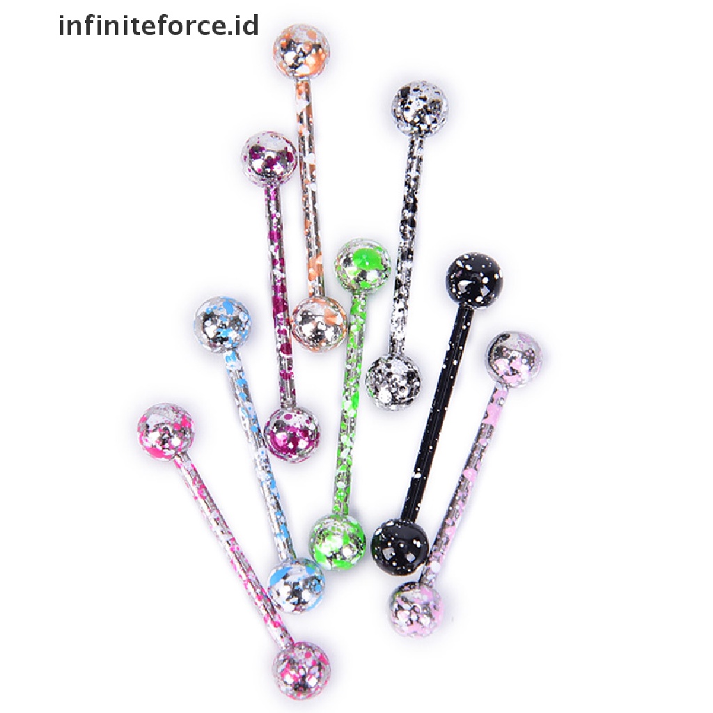 Infiniteforce.id 8pcs / Set Cincin Tindik Lidah / Tubuh Bahan Stainless Steel Warna Campur