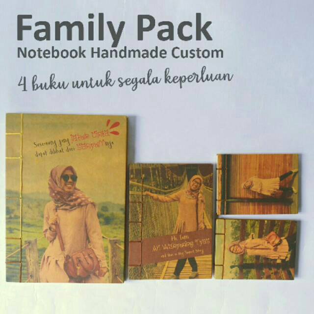 

Family Pack (Isi 4 buku) - Notebook Handmade Vintage Custom untuk kado wisuda, ulang tahun