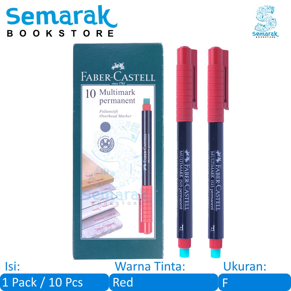 

Spidol Dapat Dihapus Faber Castell 1513 Multimark Permanent F 0.6 - Red [1 Pack/10 Pcs]