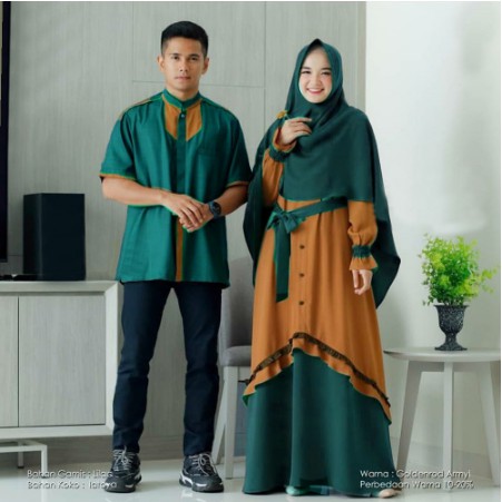 BAJU COUPLE HAWA SARIMBIT LEBARAN (2021) HAFIZ&HAFIZAH FAMILY GAMIS PLUS KHIMAR BAJU COUPLE KELUARGA